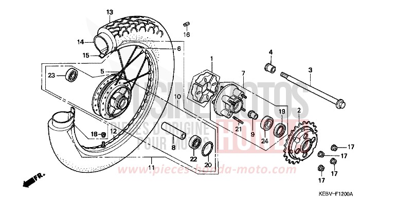 ROUE ARRIERE de CA125 REBEL GRAIN GOLD METALLIC (Y159) 1999
